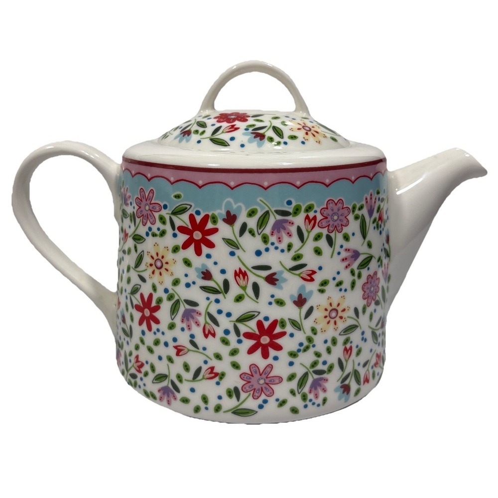 Queens by Churchill Caravan Trail Fowey Floral‎ Teapot Fine China 6" Collectible